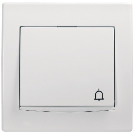 Anya - buton monopolar - 10AX fără şuruburi, simbol pentru sonerie, alb