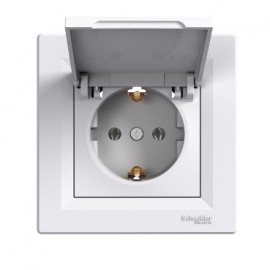 EPH3100121 Asfora - Single Socket Outlet With Side Earth - 16A Lid White