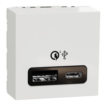 Priza dubla USB incarcare rapida  A+C Schneider Electric Noua UNICA NU301918, 18W, alba