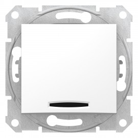 Intrerupator cap scara simplu led rosu (indicator pentru bec aprins) Schneider Electric Sedna SDN0401121, 10AX, fara rama, alb