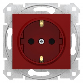Priza simpla Schneider Electric Sedna SDN3000341, impamantare laterala, 16A obturatoare, fara rama, rosie