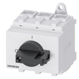 SENTRON, 3LD switch disconnector, main switch, 3- pole, Iu:63 A, Operational power / at AC-23 A at 400 V: 22 kW, Distribution board mounting, knob-operated mechanism, black, handle directly on switch Siemens