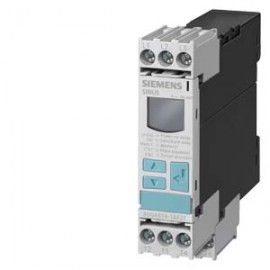 DIGITAL MONITORING RELAY FOR THREE-PHASE LINE VOLTAGE REVERSIBLE PHASE SEQUENCE PHASE FAILURE 3X 160 TO 690V AC 50 TO 60 HZ UNDERVOLT. AND OVERVOLT. 160-690V HYSTERESIS 1-20V 0-20S EACH FOR UMIN AND UMAX 1 W FOR UMIN 1W FOR UMAX SCREW TERMINAL Siemens