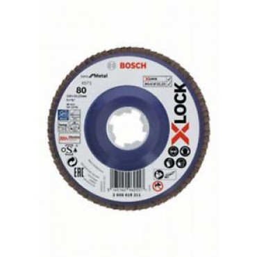Discuri de șlefuire evantai X-LOCK,  placă din plastic, Ø 125 mm, G 80, X571, Best for Metal