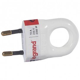 050312 Legrand 2P plug - 10 A - plastic with extraction ring - white - gencod labelling 