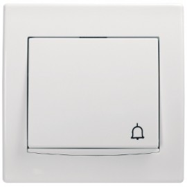 Anya - buton monopolar - 10AX fără şuruburi, simbol pentru sonerie, alb