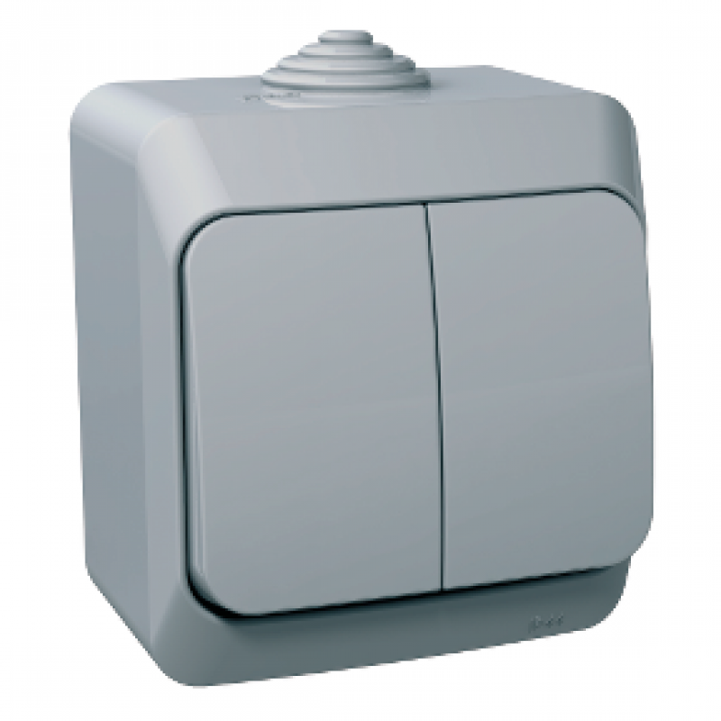 Intrerupator dublu IP44 PT Schneider Electric Cedar Plus WDE000651, gri