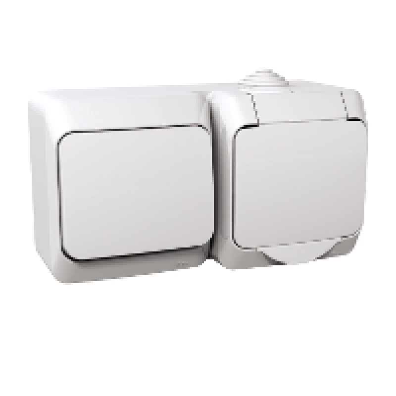 Priza 2P+E + Intrerupator IP44 PT Schneider Electric Cedar Plus WDE000500, alb
