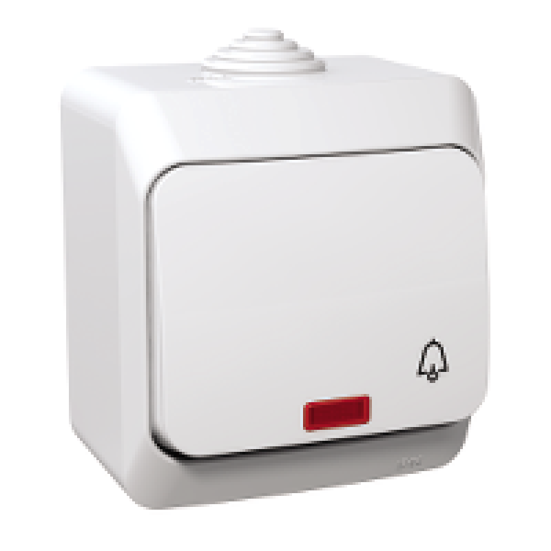 Intrerupator cu revenire cu LED si simbol sonerie IP44 PT Schneider Electric Cedar Plus WDE000515, alb
