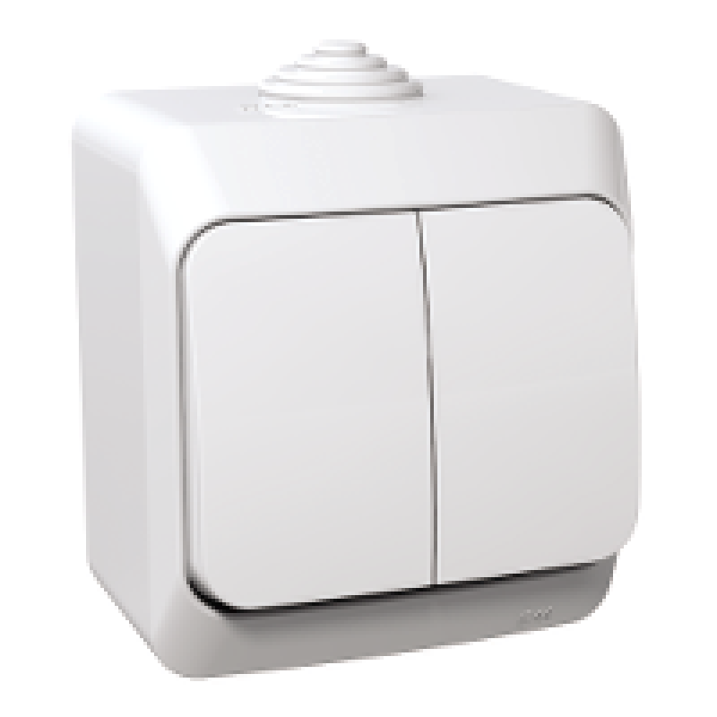 Intrerupator dublu IP44 PT Schneider Electric Cedar Plus WDE000551, alb