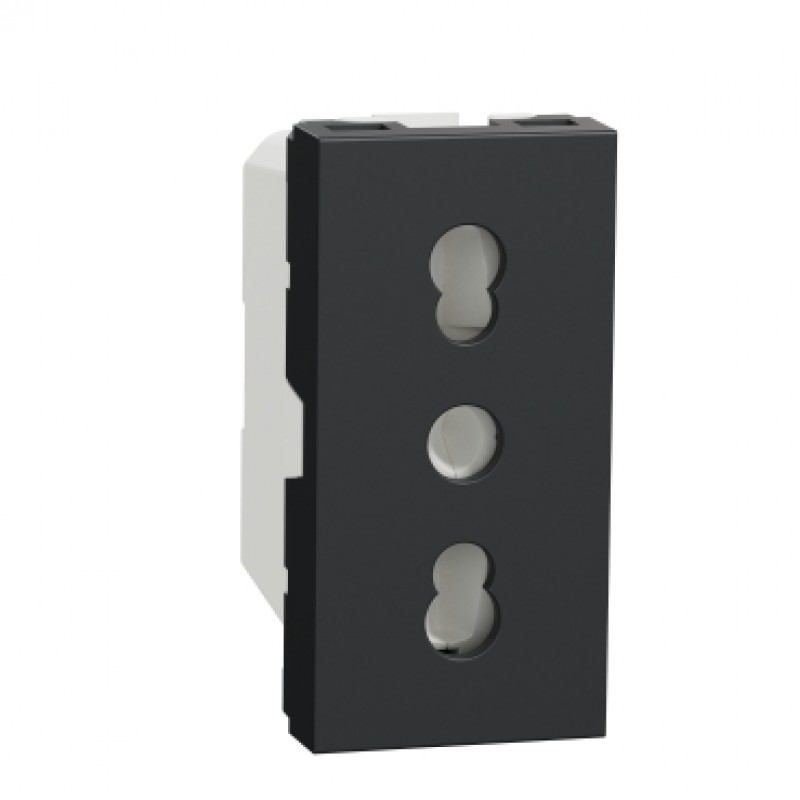 Priza Italiana 1modul 16A 2P+E Schneider UNICA, grafit