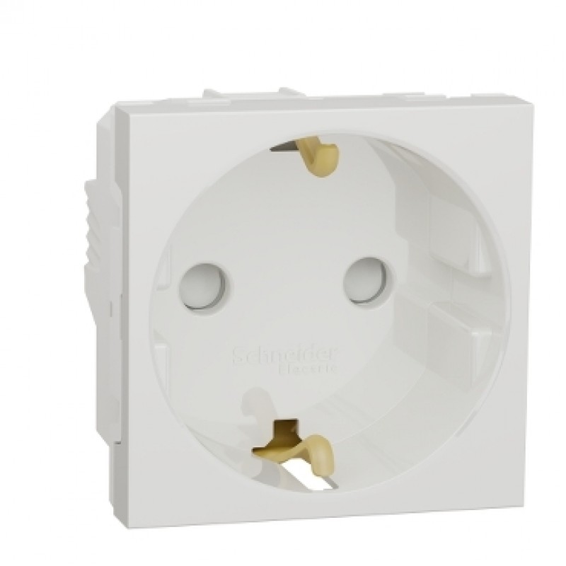 Priza 2P+E 16A cu obturatoare SchneiderElectric NEW UNICA NU303718. alba