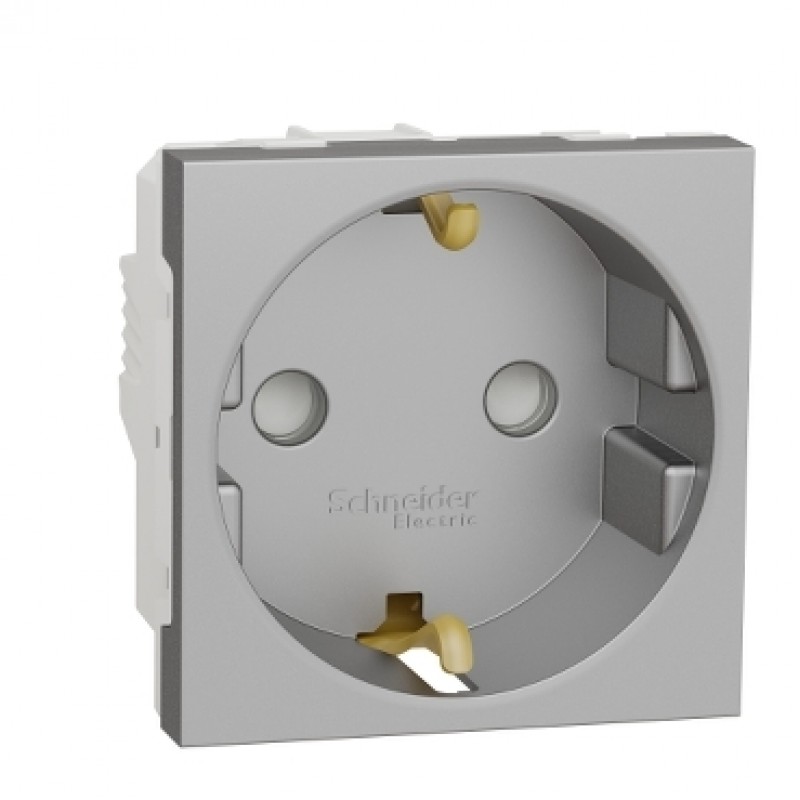 Priza 2P+E 16A cu obturatoare Schneider Electric NEW UNICA NU303730, aluminiu