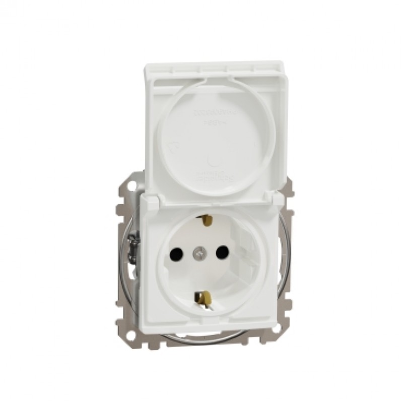 Priza 2P+E cu obturatoare si capac Schneider Electric SEDNA Design SDD111023, alba
