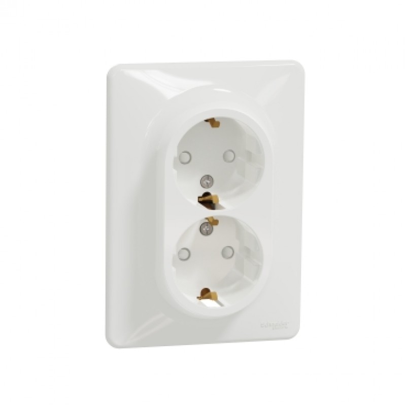 BLACK FRIDAY! Priza dubla 2P+E Schneider Electric SEDNA Design SDD311221, cu obturatoare, alba