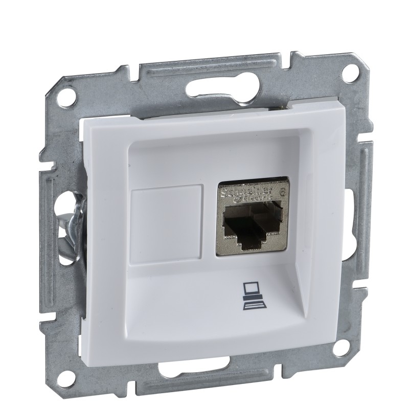 Priza de date fara suruburi RJ45, cat.5e Schneider Electric Sedna SDN4300121, alba