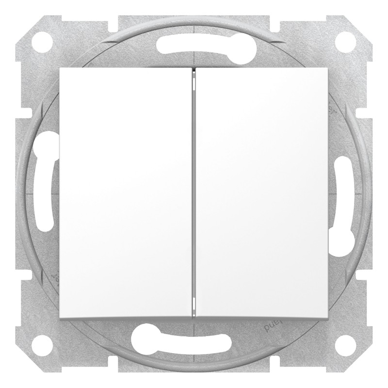 Intrerupator dublu Schneider Electric Sedna SDN0300121, 10AX, 250V c.a., fără rama, alb 