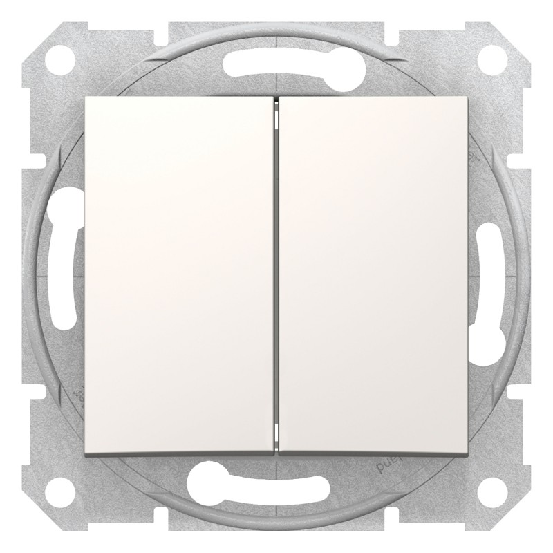 Intrerupator dublu Schneider Electric SEDNA SDN0300123, 10 AX, 250V c.a., crem