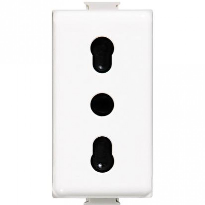 Priza st it 2P+T Legrand Matix Bticino 10/16A, AM5180, protectie copii, alba