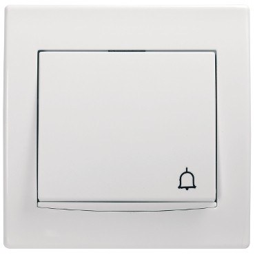 Anya - buton monopolar - 10AX fără şuruburi, simbol pentru sonerie, alb