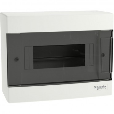 Cofret cu montaj aparent, 1x8 Module Schneider Electric EZ9EUC108, usa fumurie, cu 2 blocuri terminale