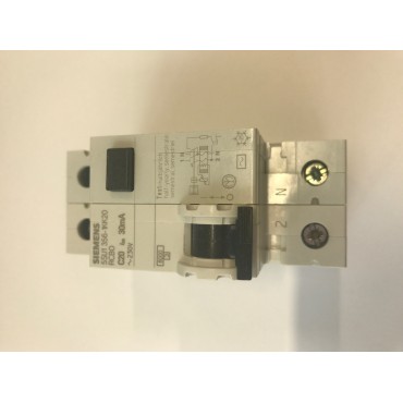 RCBO elm, 6 kA, 1P+N, type AC, 30 mA, C-char, In: 20 A, Un AC: 230 V Siemens