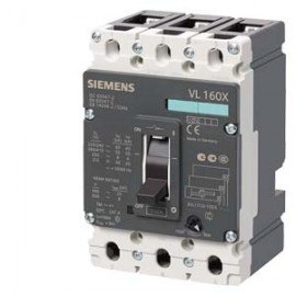 CIRCUIT-BREAKER VL160X N STANDARD BREAKING CAPACITY ICU=55KA / 415 V AC 3 POLE, LINE PROTECTION OVERCURRENT RELEASE TM, LI IN=160A, RATED CURRENT IR=160A, OVERLOAD II=1500A, SHORT-CIRCUIT WITHOUT AUXILIARY RELEASE WITHOUT AUXILIARY/ALARM SWITCH Siemens